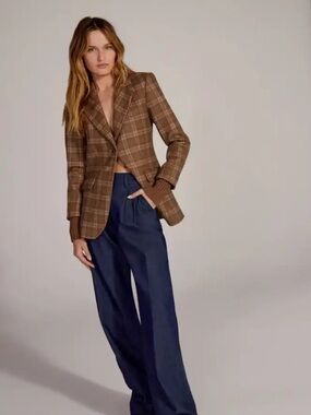 Favorite Daughter The City Plaid Layered Blazer, size xs